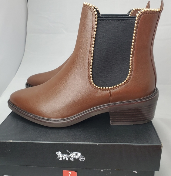 Coach Bowery Beaded Chain Chelsea Boot Size 7B - Picture 2 of 16